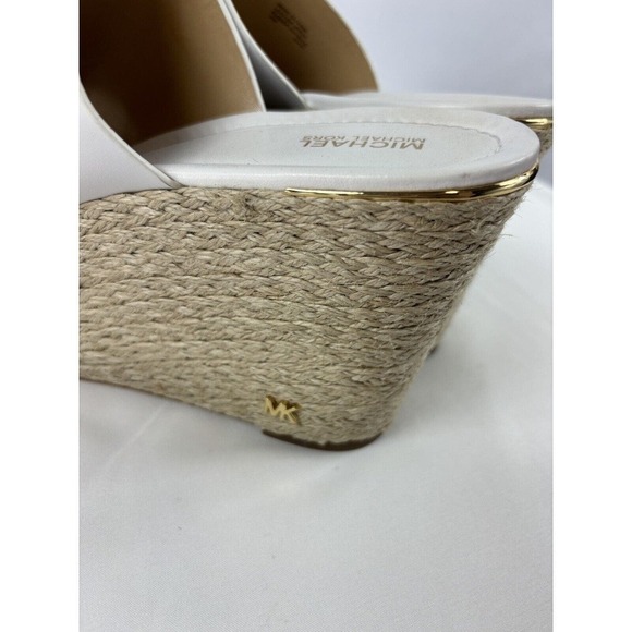 Michael Kors Platform Wedge Slides White 10 M Espadrille Raffia - Picture 3 of 11